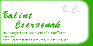 balint cservenak business card
